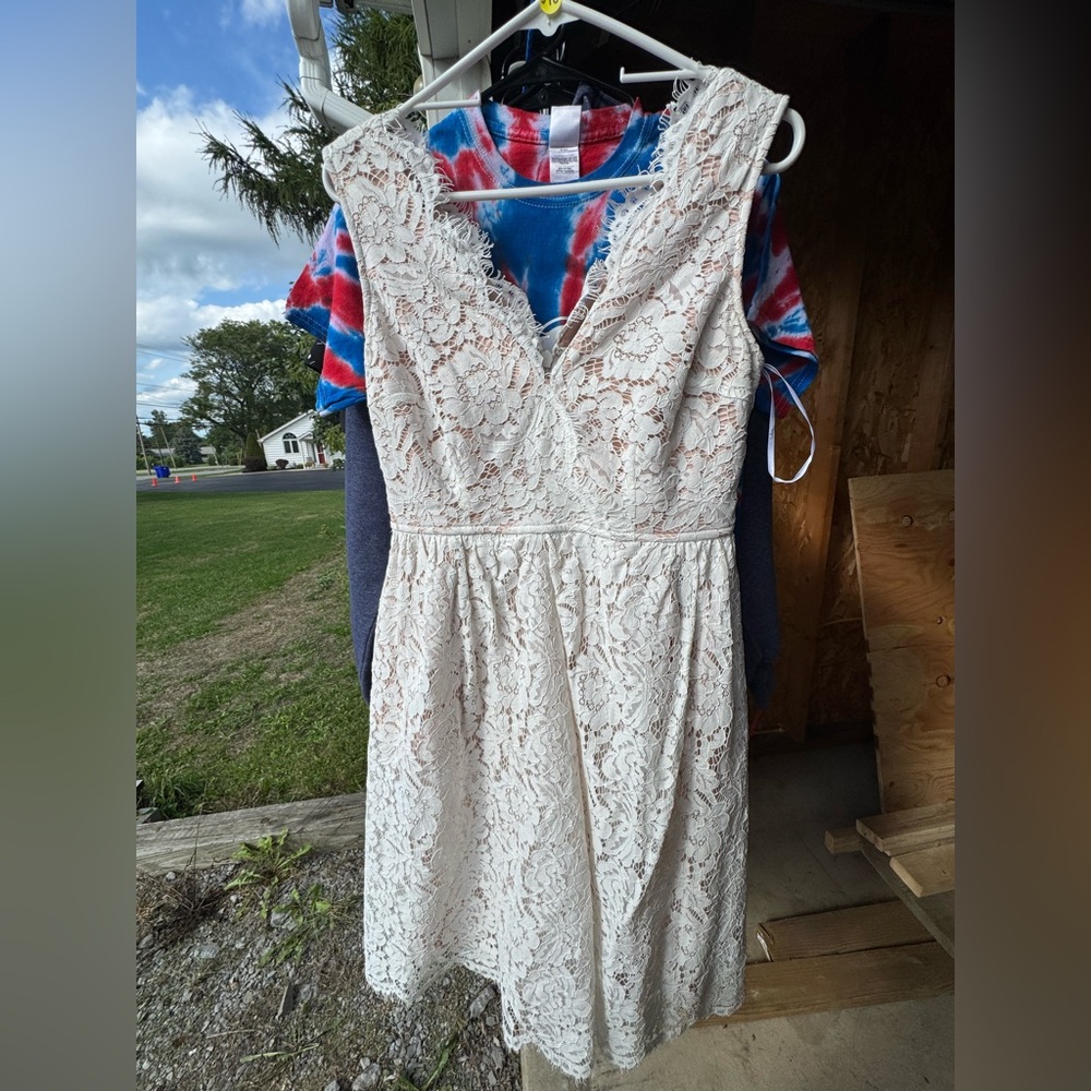 Lulu's Cream Lace Midi Dress